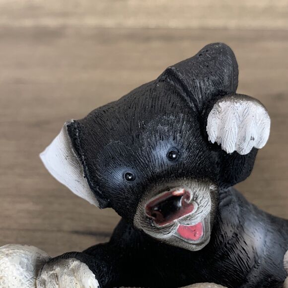 Figurine Black Dog Laughing Dog Happy Bone Laugh Much Sign Decor 2.5" - Picture 5 of 8